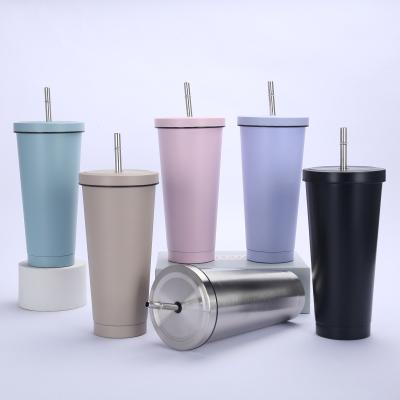 China PORTABLE Wholesale Insulated Double Tumbler 500ml 750ml Vacuum Insulated Tumbler Stainless Steel Coffee Travel Mug Mugs With Straw for sale