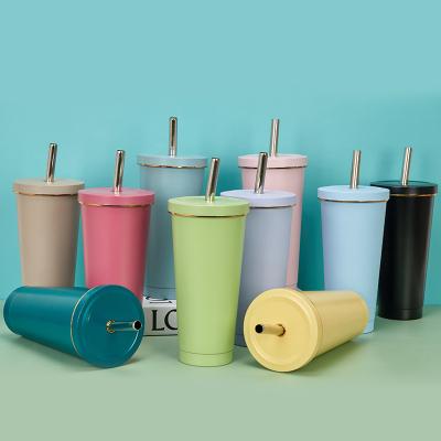 China PORTABLE Wholesale Insulated Double Tumbler 750ml Stainless Steel Coffee Travel Mug Vacuum Insulated Water Bottle Mugs With Straw for sale