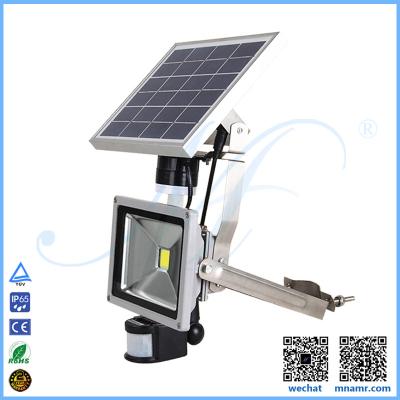 China multi-functional 5w solar led floodlight PIR sensor anti-theft alarm device remote control for sale