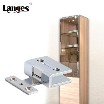 China Modern No-Drilling Zinc Alloy Wine Display Cabinet Door Clip Pivot Frameless Hinge 8 Mm Glass for sale