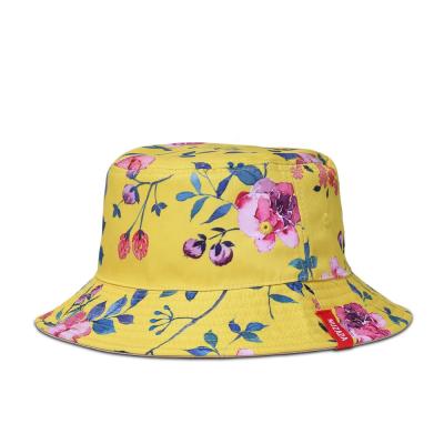 China Striped Women Style Custom Floral Printing Hawaii Bucket Hat Wholesale for sale