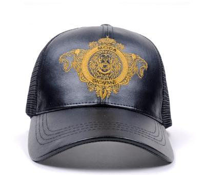 China JOINT Logo Custom Personal Leather Top Grade PU Trucker Hat Suppliers for sale