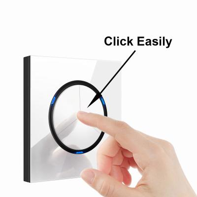 China Smart Standard Decor UK/EU Tempered Glass Panel Push Button Combination Electric Wall Lamp Switches Outlet Switch for sale