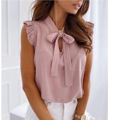 China Elegant Women's Polka Dot Ladies Tops Vintage Pullover Blusa Autumn Summer O Waist Shirt Short Blouses Feminine Plus Neck Plus Sleeve for sale