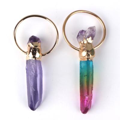 China China Wholesale Natural Quartz Amethyst Reiki Dangle Points Crystal Necklace for sale