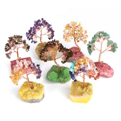 China China Crystal Crafts Aura Quartz Cheap Natural Base Crystal Trees For Gifts for sale