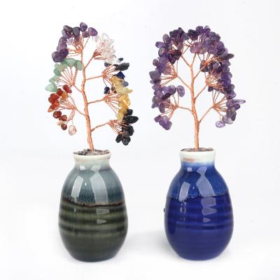 China Wholesale China Crystal Crafts Natural Crystal Tree Vase for Gifts for sale