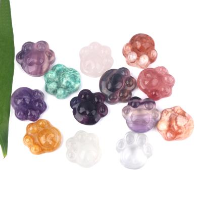 China China Mini Crystal Carvings Popular 1 Inch Crystal Cat Paw Mixed Materials For Home Decoration for sale