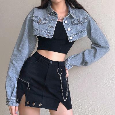 China Breathable SL size 2021 spring clothing for female bandana patchwork denim jacket top hooded women for sale