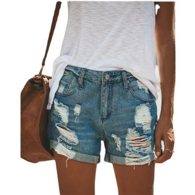 China 2021 new breathable hot sale ladies denim shorts ripped denim shorts women's hot pants for sale