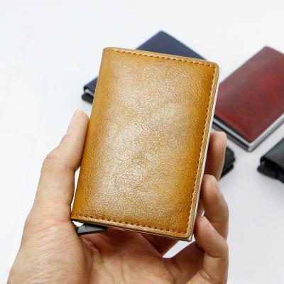 China 2022 Hot Sale Fashion Amazon RFID Blocking Aluminum Alloy Men Magnetic Automatic Card Holder Purse for sale