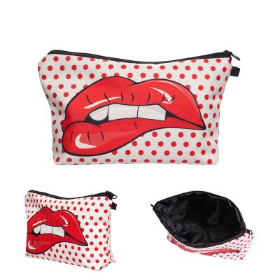 China New spring-loaded lady bags bathroom lips hand storage cosmetic bag pink red pink cosmetic bag customized for sale