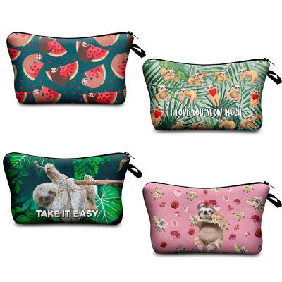 China New Bathroom Sloth Series 3d Cosmetic Bag Storage Wash Bag Cosmetic Digital Printing Custom Makeup Bag for sale