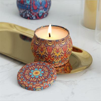 China Aliexpress Hot Sale 4pcs/set 2022 Tin Cans Birthdays Candle Metal Tins Box With Lid Luxury Scented Candles Soy Wax for sale