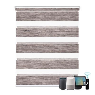 China Indoor Korean UV Protection Losa Fabric Free-stop Zebra Roll Shades Smart Blinds for sale