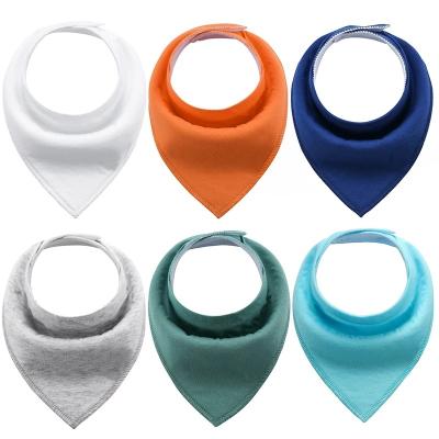 China Amazon Washable Hot Sale 100% Soft Triangle Cotton Baby Plain Bandana Bibs for sale