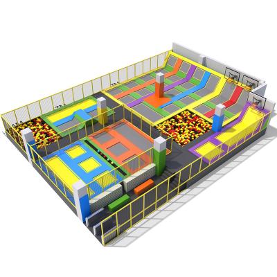 China With Protective Jungle Gym Net Custom Kindergarten Trampoline Indoor Yard Lots Of Children Producer Games With Adults Parkour for sale