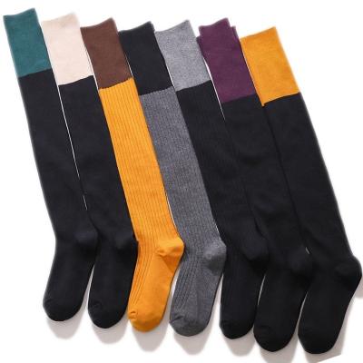 China 2022 Sporty Women Socks Cotton Thigh High Over The Knee Sock Women Japanese School Ribbed Long Socks for sale