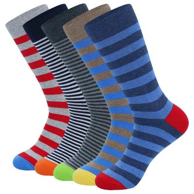 China Antibacterial Ready To Ship Fashion Colorful Cotton Striped Casual Novelty Fun Dress Happy Socks for sale