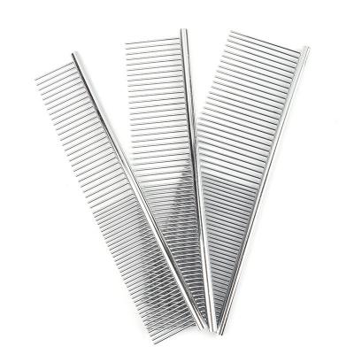 China Sustainable Wholesale electroplating stainless steel row Beauty pet comb cat dog comb open knot comb for sale