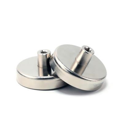 China Industrial Magnet Handle Flat Magnets Pot Magnet With Internal Threaded Bushing for sale