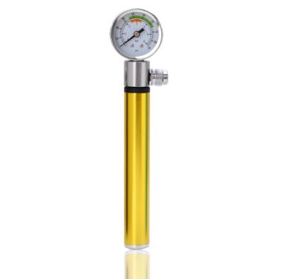 China Mini High Efficient Portable Outdoor Bike Mount Pump Mini Bicycle Pump With Barometer Aluminum Alloy Bike Pump for sale