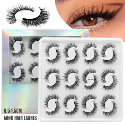 China Long Newest Natural Mink False Eyelashes With Laser Faux 3D Mink Hair Lashes 12pairs 5-15mm Short Box for sale