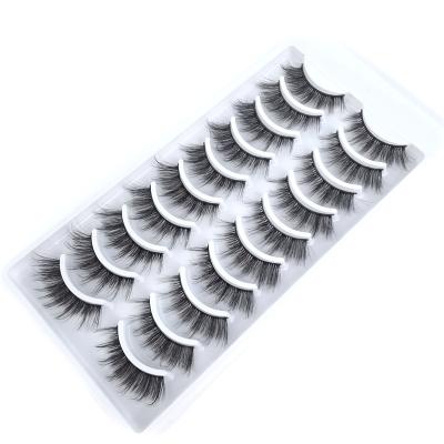 China Newest False Eyelashes Supplies 10pairs 3D Strip Fan Fluffy Eyelashes Thick Natural Look Full for sale