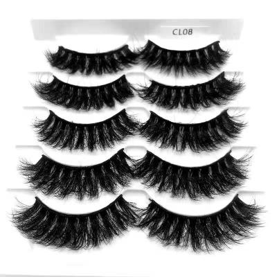 China Factory Wholesale Price 3D Thick Faux Mink Lashes 5 Pairs Synthetic Eyelashes With Box Packing for sale