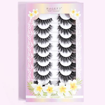 China Newest Wholesale Handmade Natural Thick Fluffy False Eyelashes Thick Eyelash Extension 8pairs for sale