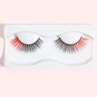 China Hot Selling 1 Pair 3D Thick Criss Cross Mink Eyelash Double Color Natural False Eyelash for sale