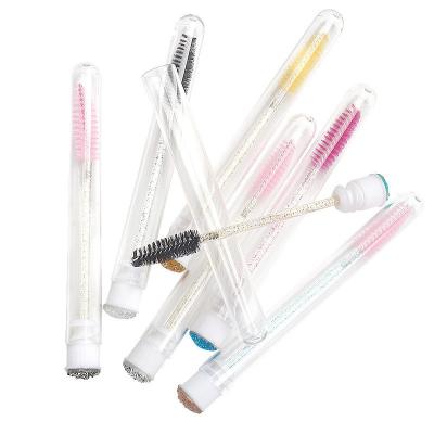 China Independent Transparent Tubes Packing With 2021 Fashion Colored Transparent Tube Instant Design Eyelash Crystal Application Eyelash Brushes for sale