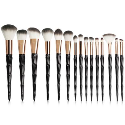 China High Quality Black Rhombus Diamond Design Brushes High Quality Women's Makeup Tools 15 Piece Set With Soft Black Handle Makeup Brushes for sale