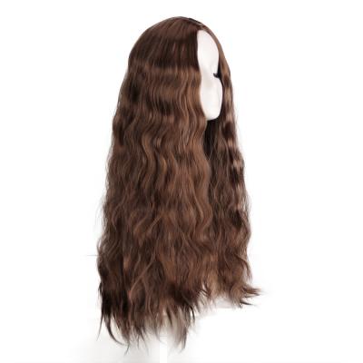 China Hot Selling Water Wave Long Big Custom Wigs Synthetic Wine Red Wine Red Wavy Curly Hair Style European Wig for sale