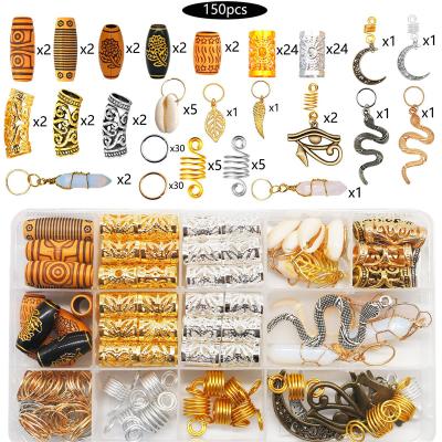 China Fashion Salon Hair Accessories 150pcs Mixed Styles DIY Braid Dirty Loop Ring Pendant Hair Decor for sale