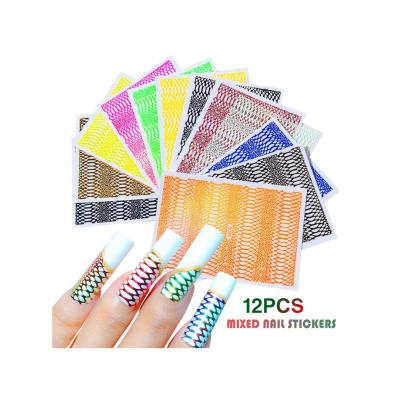 China 12pcs Popular Serpentine Hollow Nails Stickers Fit Popular Nail Art Wholesale Products 12 Popular Snake Pattern Hollow Nail Art Stickers Sets Nail Art Stickers for sale