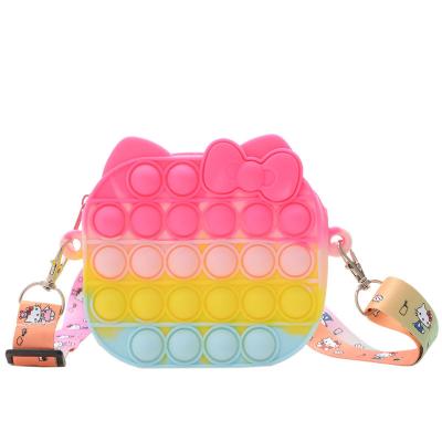 China New Fashionable Silicone Rainbow Silicone Bags Adjustable Busy Person Toy Bubble Purse Handbags Shoulder Strap Length for sale