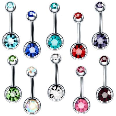 China High Quality FASHIONABLE Boby Piercing Jewelry Double Drill Stud Earrings Pierce Zircon Belly Button Rings for sale