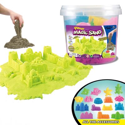 China Beach Plastic Clearing Bucket Sand DIY Education Non-Toxic Magic Non Modeling Sand Style Children's Toy Preschool Space Sand for sale