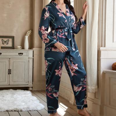 China Custom Constellation Silk Women's Nightgown QUICK DRY Satin Pajamas Plus Size Sleepwear Silky Pajamas Set For Women for sale