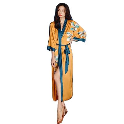 China QUICK DRY recommend women luxury sleepwear factory price long robe silk night gown for sale