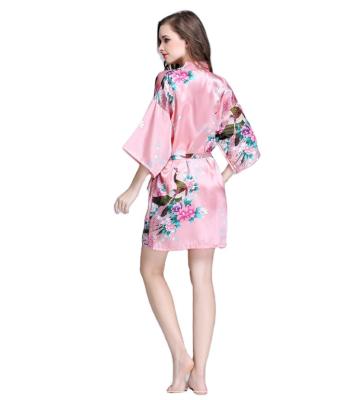 China Hot Sale Japan Print Bathrobe QUICK DRY Silk Like Polyester Women Sexy Sleepwear for sale