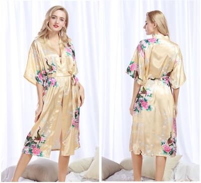 China QUICK DRY best price in running ladies printing bathrobe satin women's sleepwear for sale