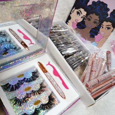 China Price Sensitive Private Label Whosale Luxury Self Adhesive Eyelash Set Lashes Sticky Magic Eyeliner Adhesive Kit for sale