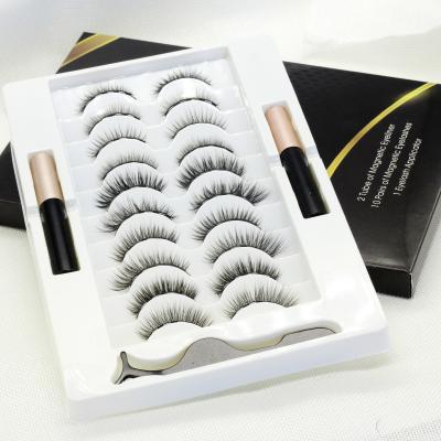 China Natural Soft Private Label 10 Pairs Private Label Magnetic Liquid Eyeliner With False Eyelashes Cosmetics Magnetic Eyeliner Set for sale