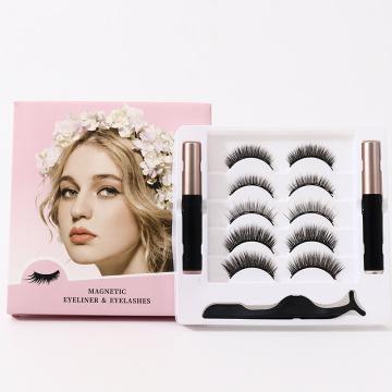 China Mink False Eyelash Set Private Natural Soft Magnetic Label Mink Set Custom Magnetic Liner Lash Magnetic Eyelashes With Eyeliner for sale