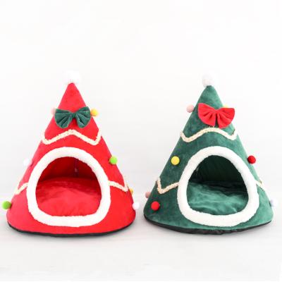 China Sustainable Popular High Quality Christmas Tree Shape Small Durable Pet Bed For Pets for sale