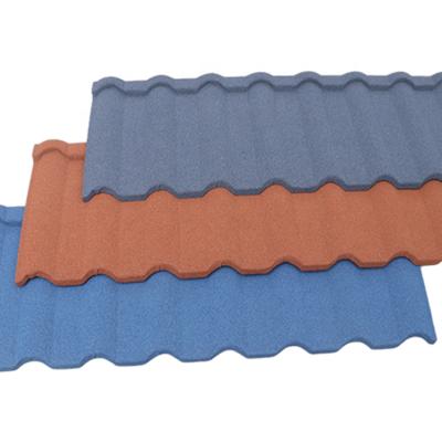 China 0.30*1300*420mm modern stone metal coated roofing tiles stone coated metal shingles building materials for sale