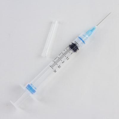 China Safe hot sale disposable medical syringe 3ml luer lock auto-disable syringe for sale