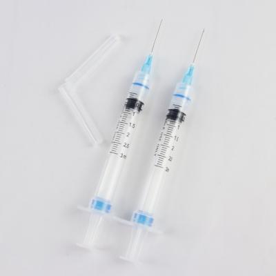 China Safe wholesale disposable medical syringe 3ml luer lock auto-disable syringe with needle for sale